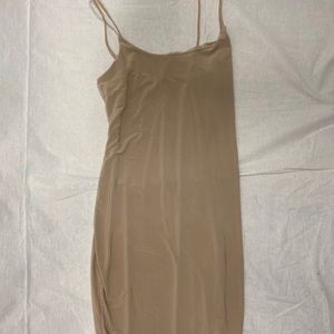 sexy body con mini nude dress